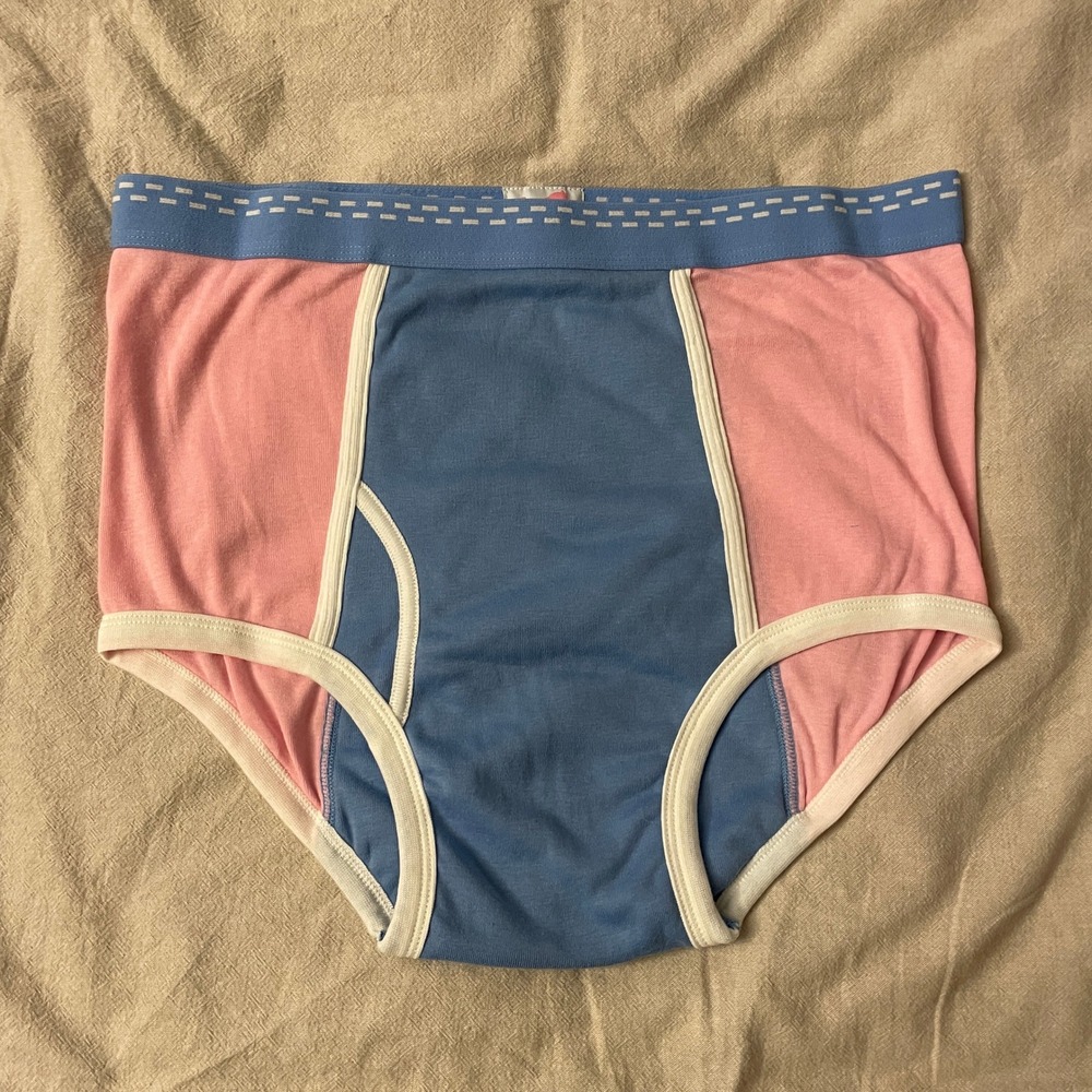 Vintage Tiger Briefs Mens 40-42 Blue Pink Colorblock High Rise Underwear NEW